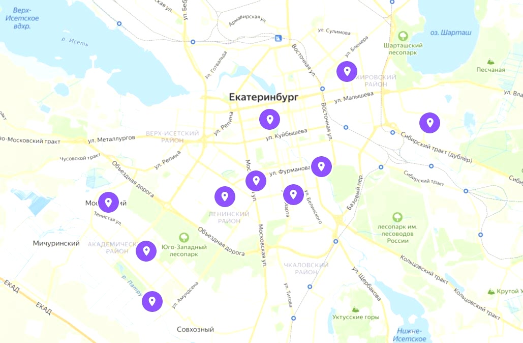 Клубы Bright Fit на карте